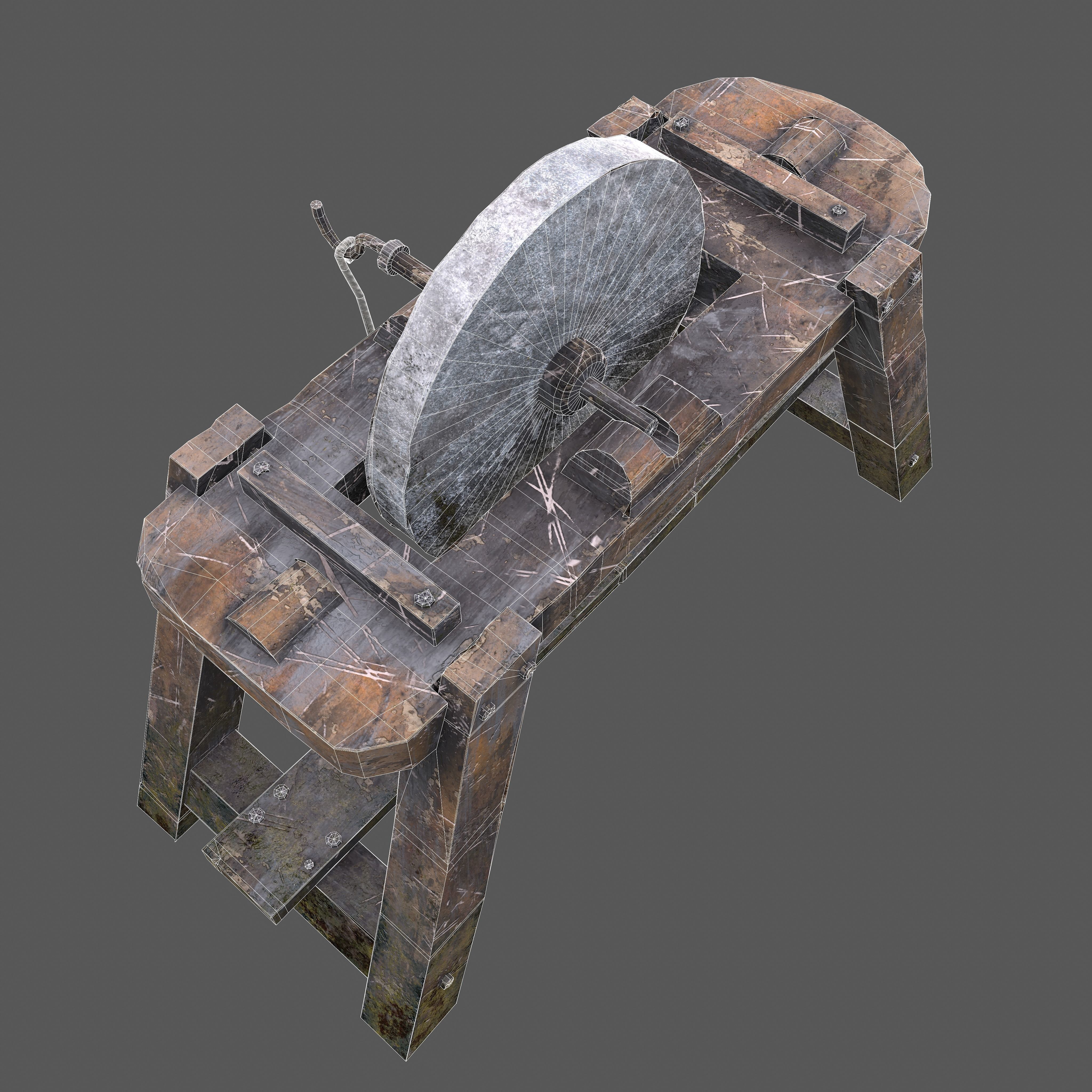 Medieval Grindstone Low-poly 3D model_28
