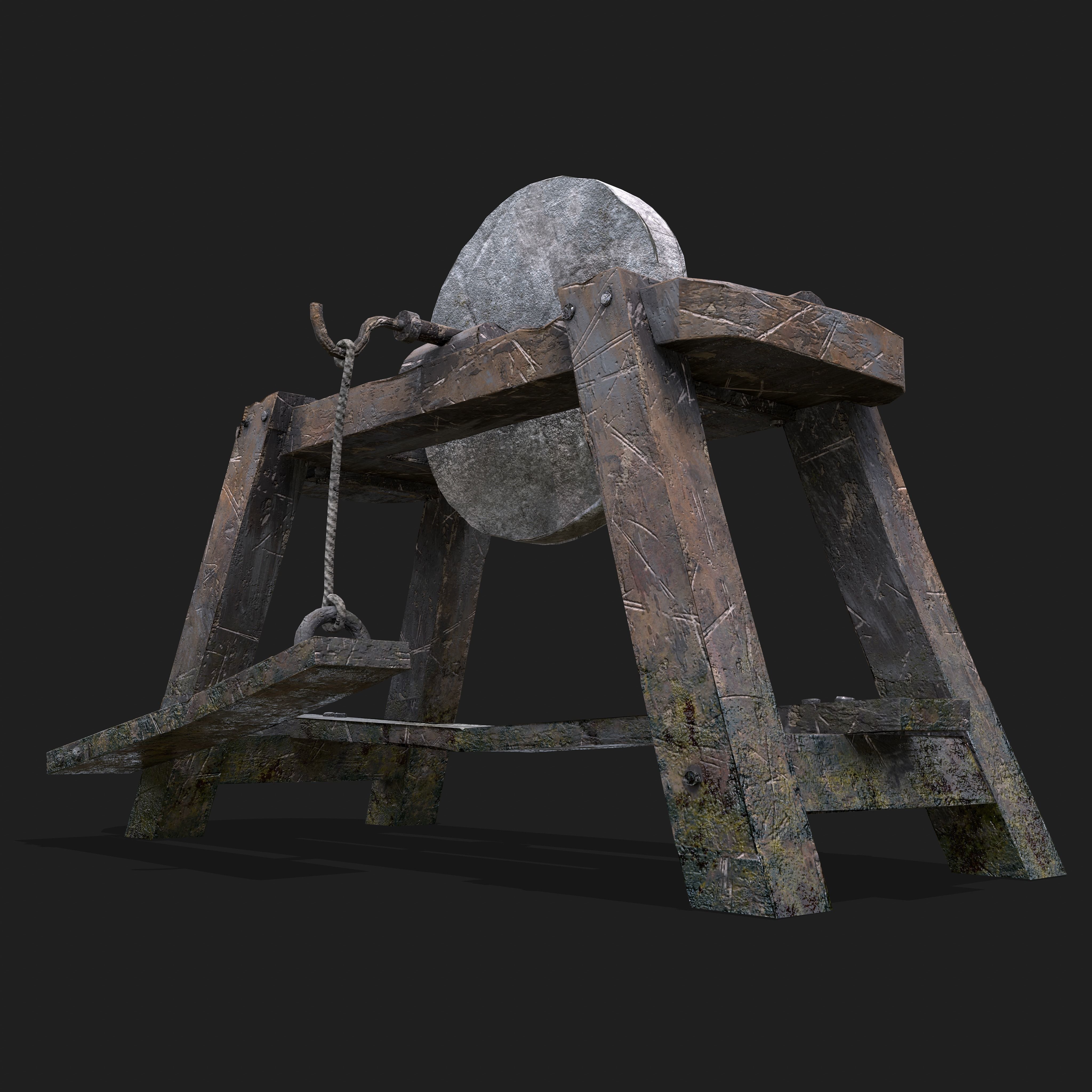 Medieval Grindstone Low-poly 3D model_8