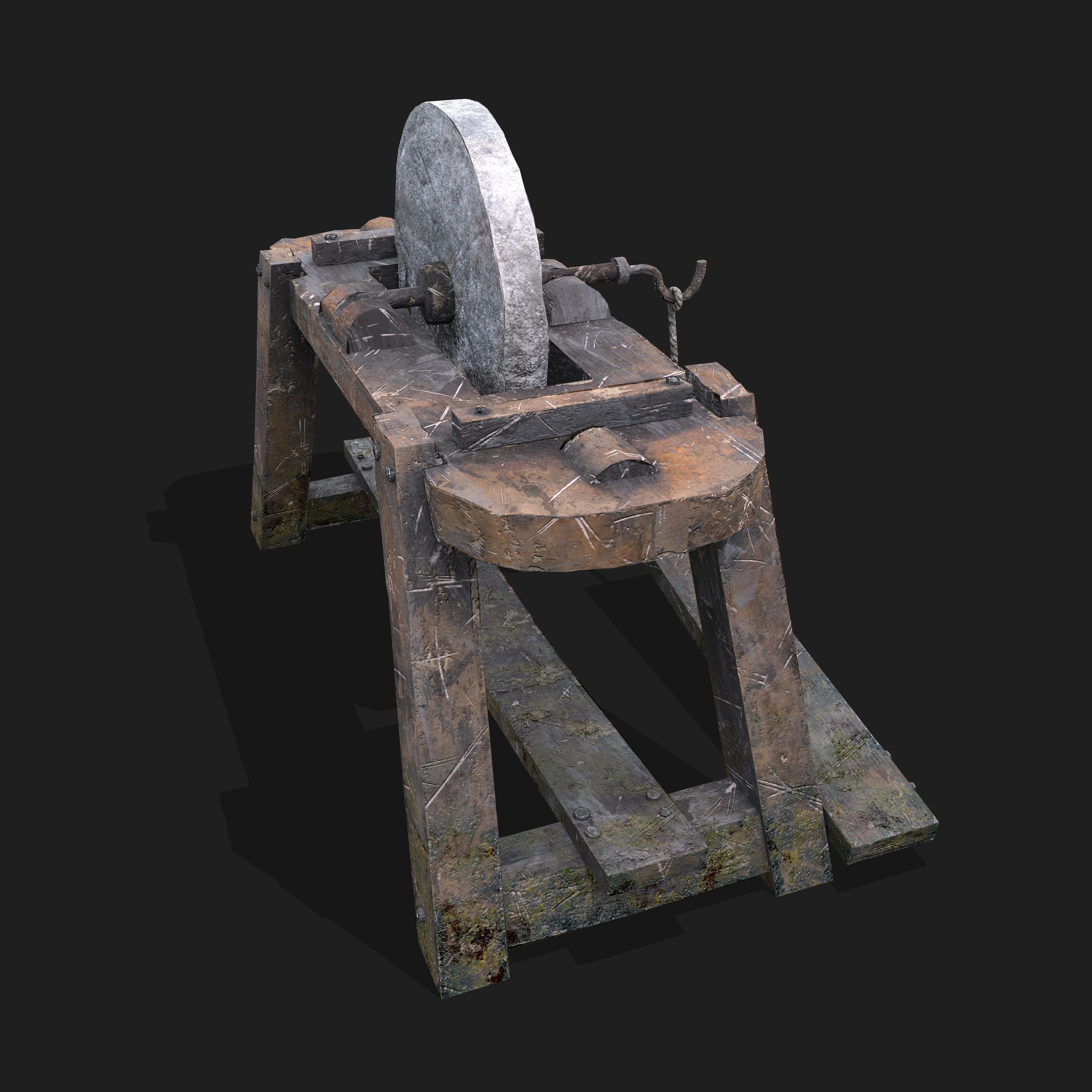 Medieval Grindstone Low-poly 3D model_5