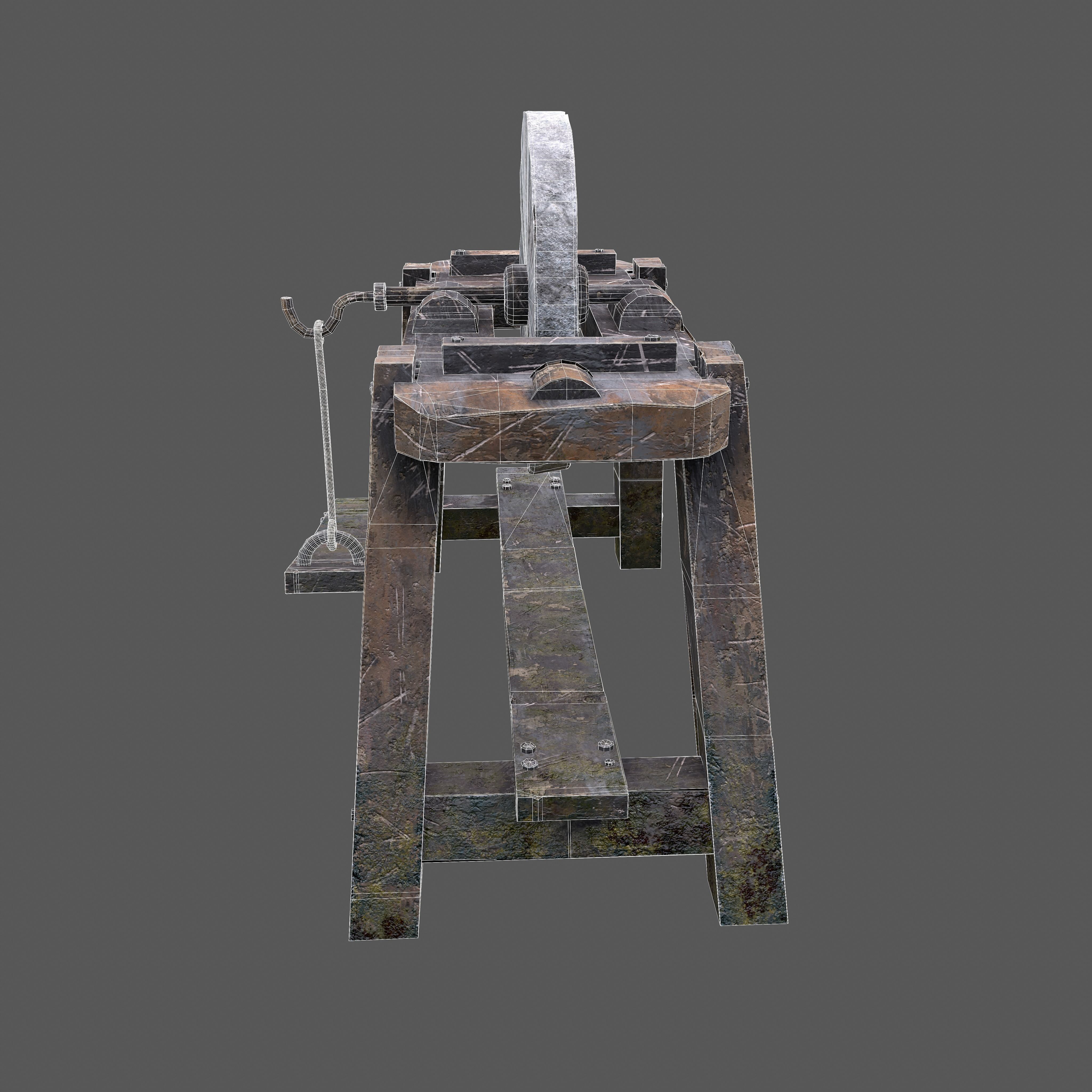 Medieval Grindstone Low-poly 3D model_19