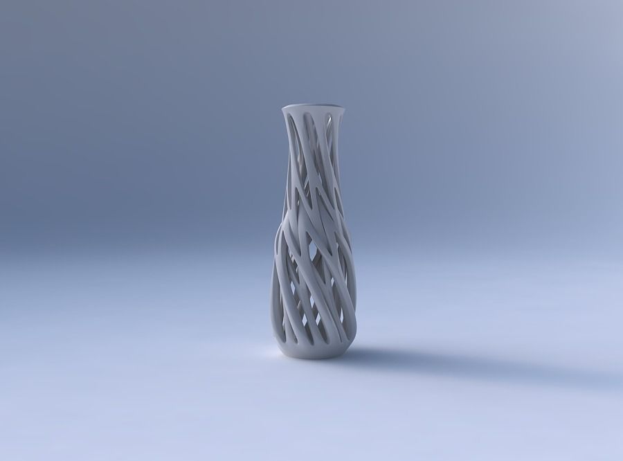 Vase slim 2 with interwining lines twisted 3D print model_4