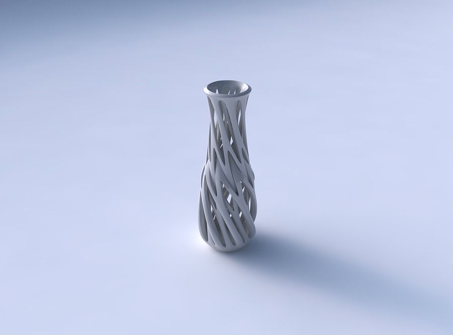 Vase slim 2 with interwining lines twisted 3D print model_3
