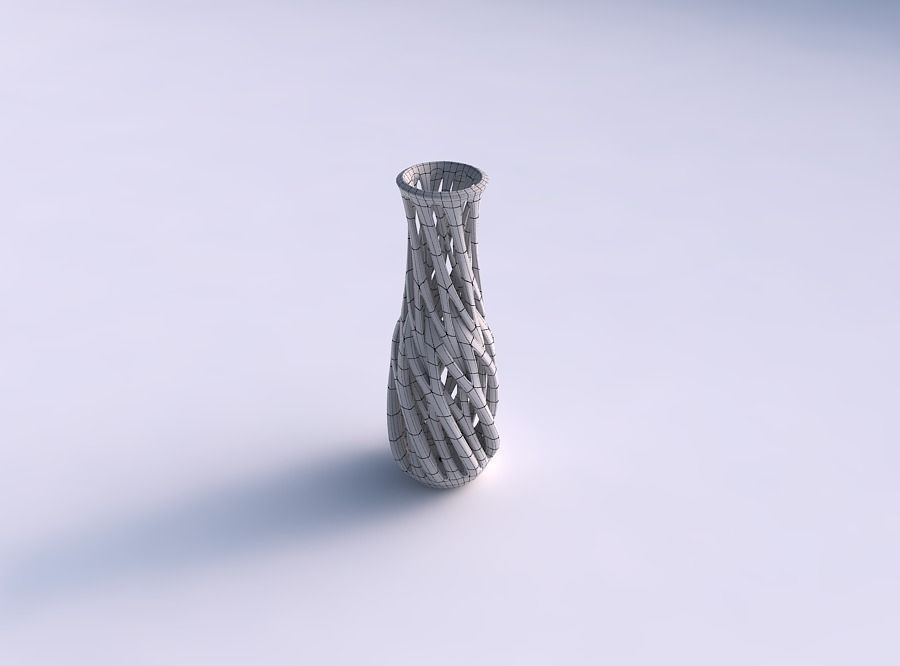Vase slim 2 with interwining lines twisted 3D print model_5