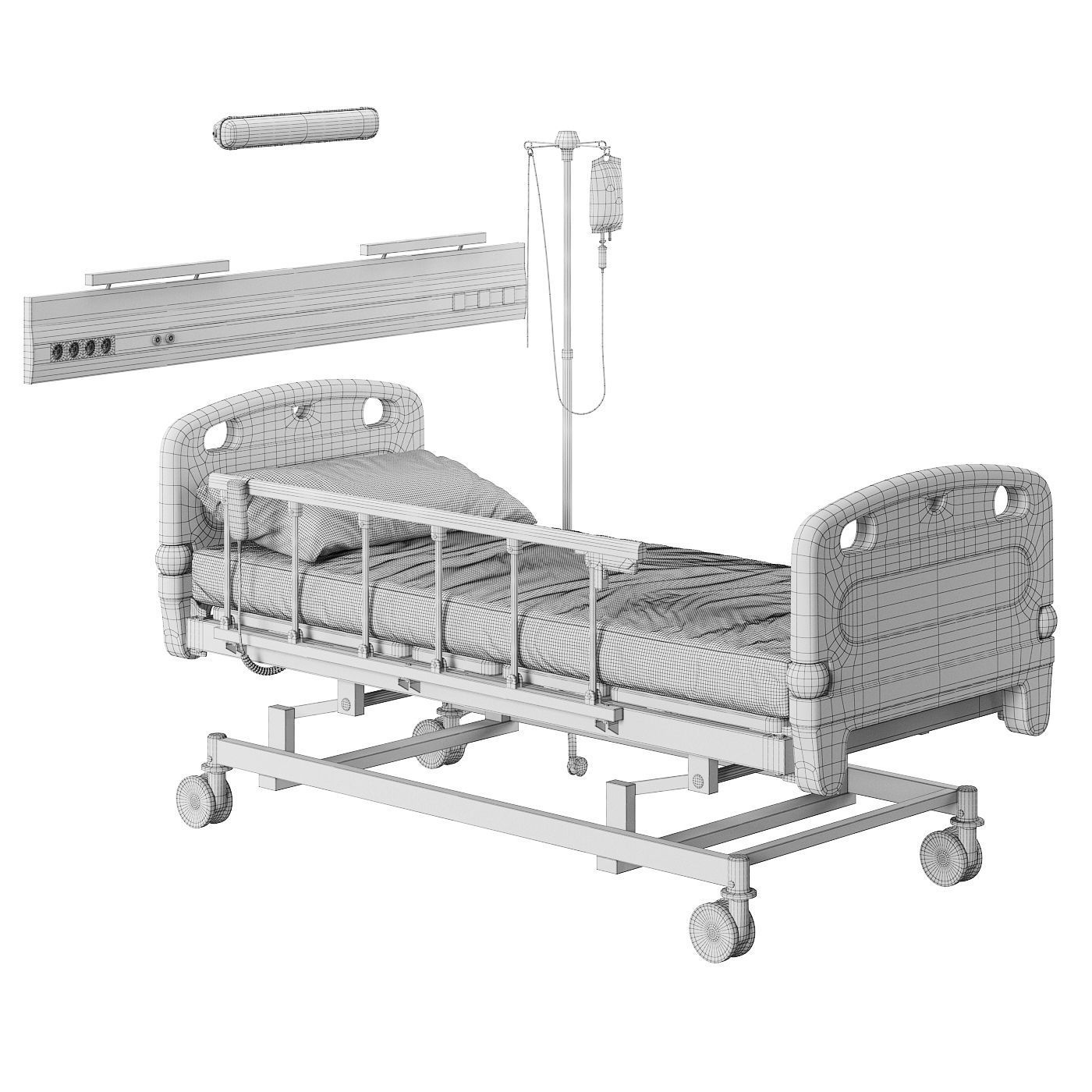 Medycare Hospital Bed 3D model_7
