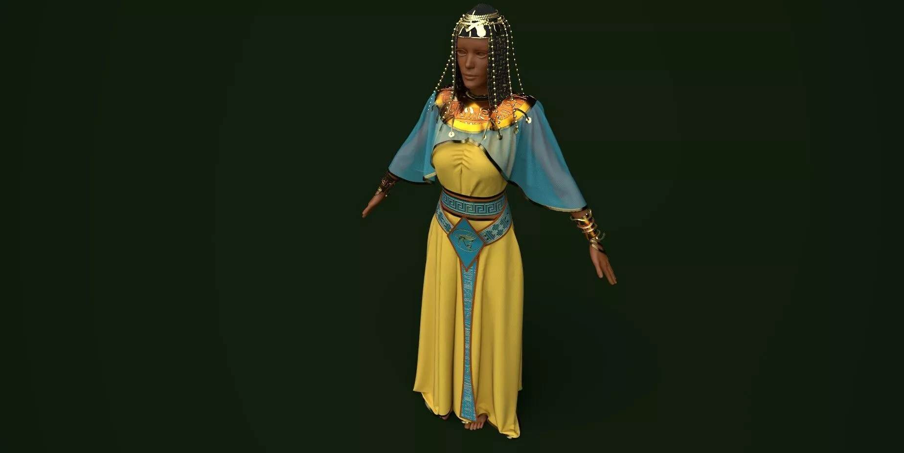 Egyptian golden dress 3D model