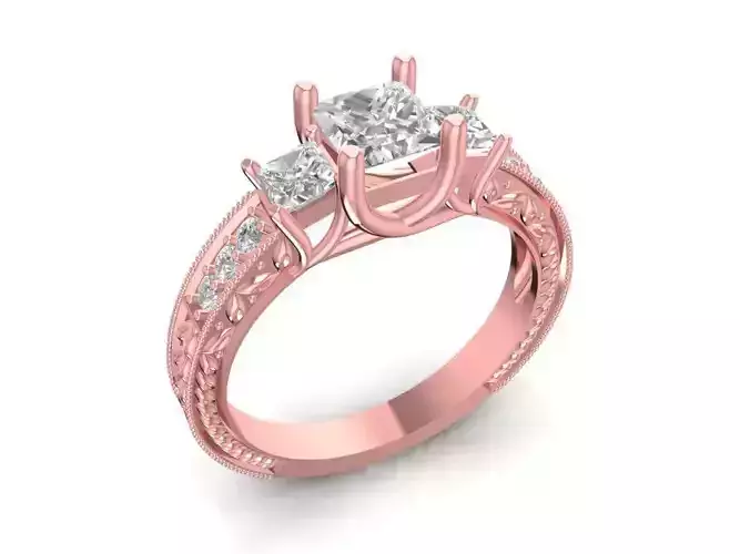 Elegant Three Stone Engagement Ring for Women   1996