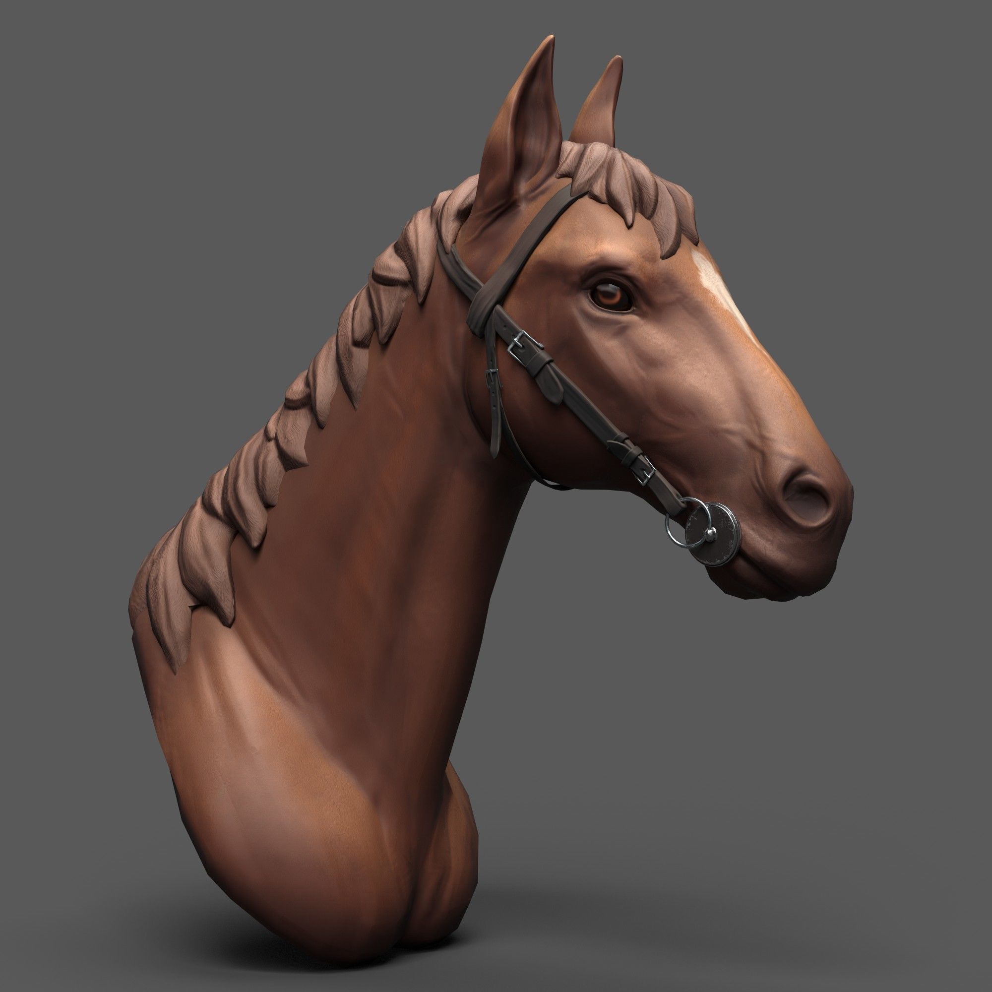 Head of Horse low poly model Low-poly 3D model_4