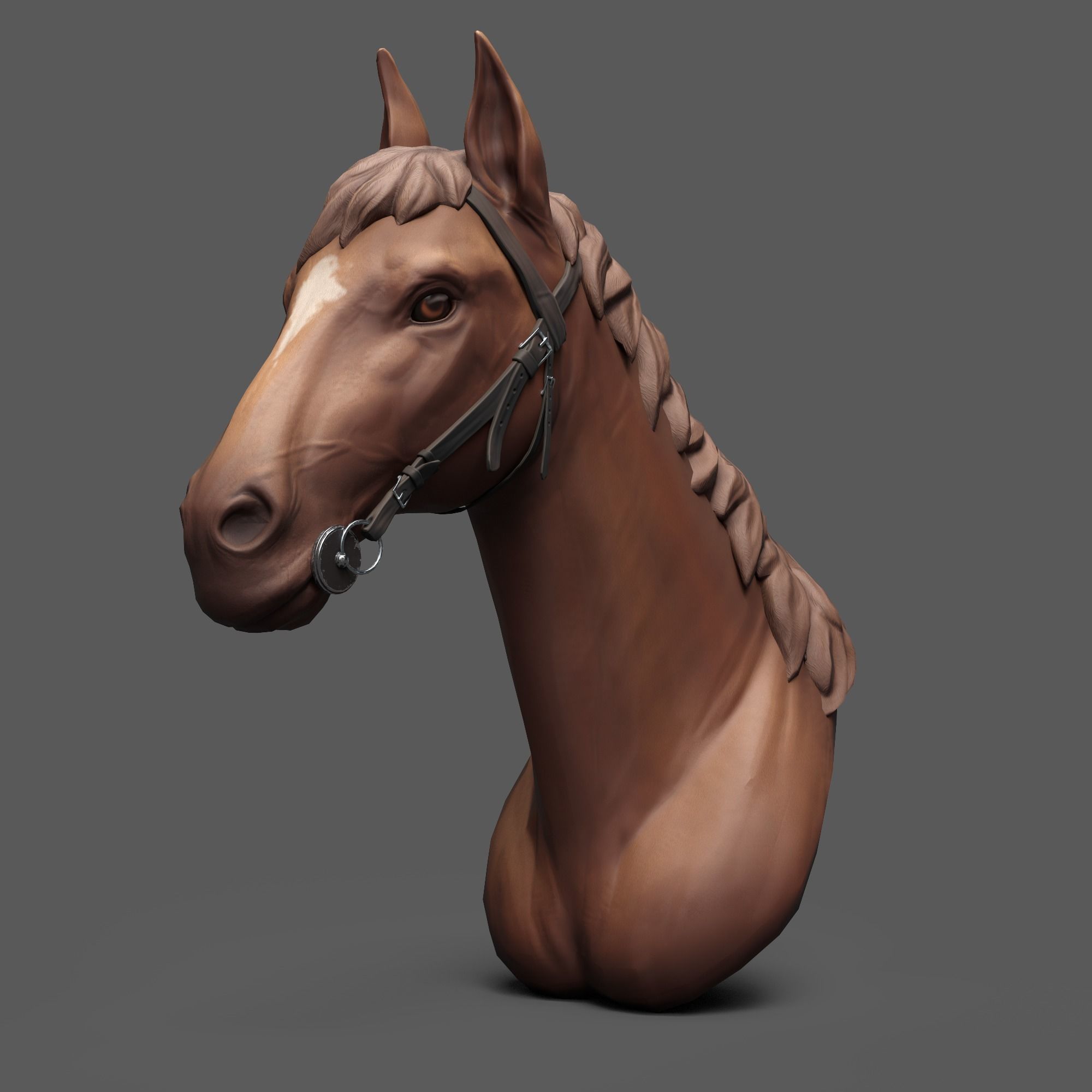 Head of Horse low poly model Low-poly 3D model_3