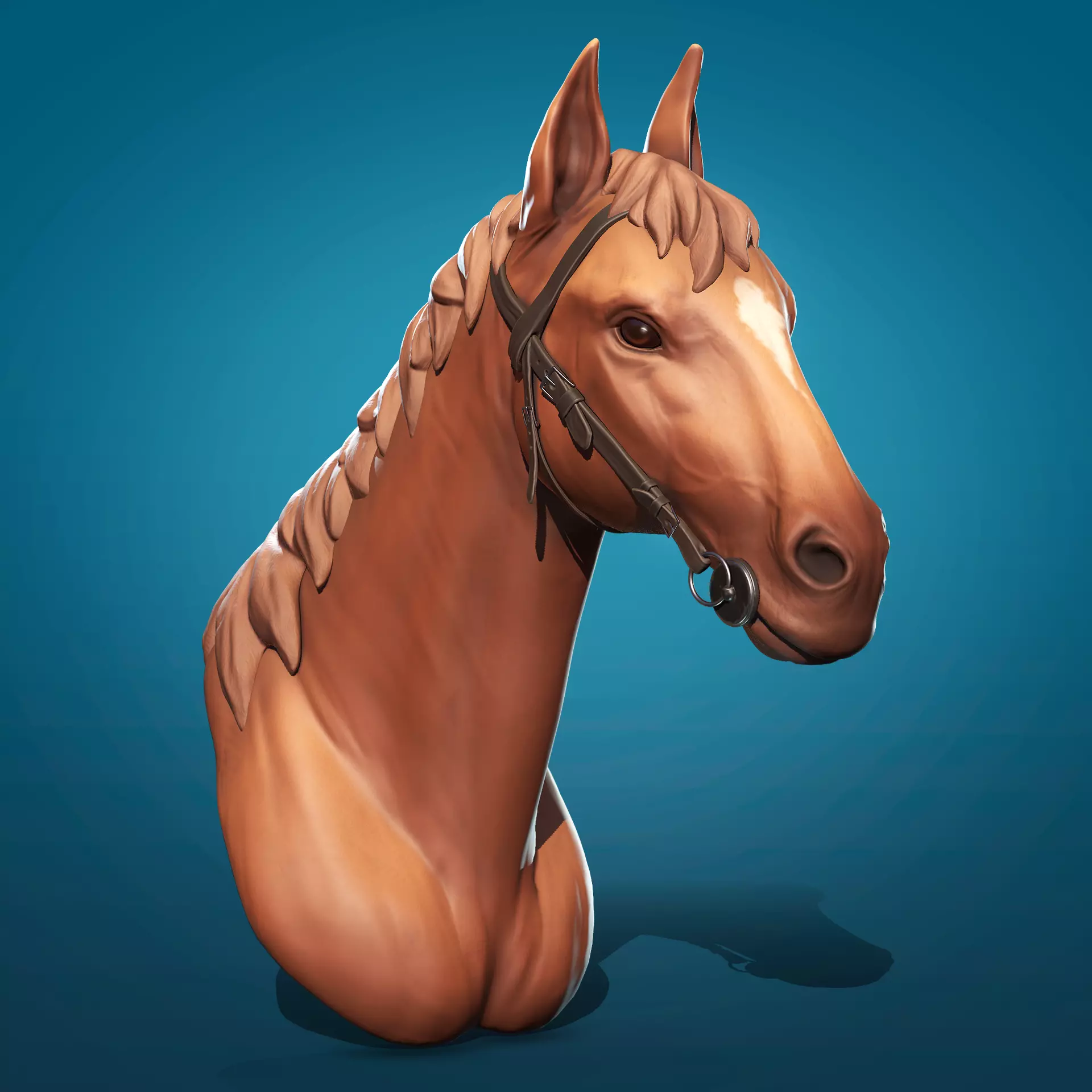 Head of Horse low poly model Low-poly 3D model_0