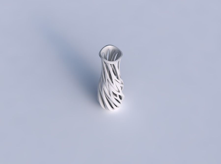 Vase slim 2 with interwining lines twisted wavy 3D print model_1