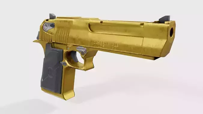 Golden Desert Eagle Pistol Low-poly 3D model