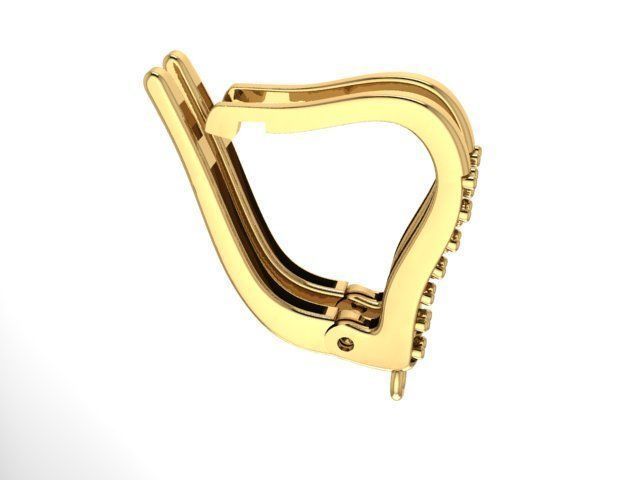 Earring gold plated with diamonds 3D print model_7