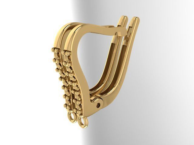 Earring gold plated with diamonds 3D print model_3