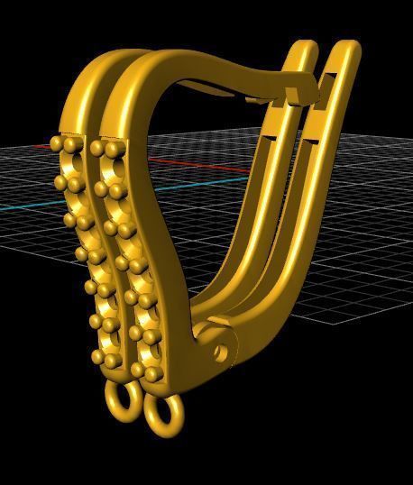 Earring gold plated with diamonds 3D print model_10