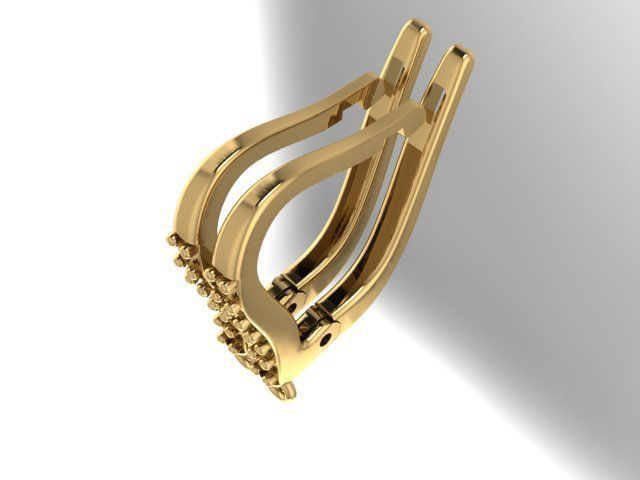Earring gold plated with diamonds 3D print model_6