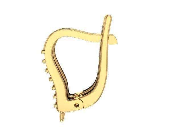 Earring gold plated with diamonds 3D print model_5