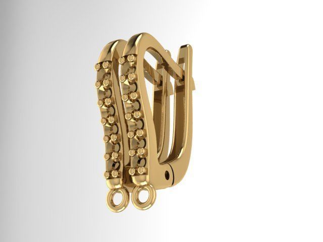 Earring gold plated with diamonds 3D print model_2