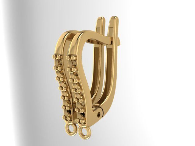 Earring gold plated with diamonds 3D print model_1