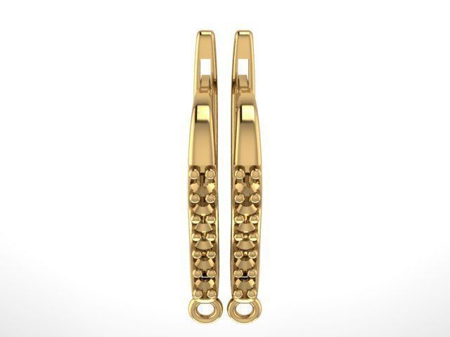 Earring gold plated with diamonds 3D print model_4