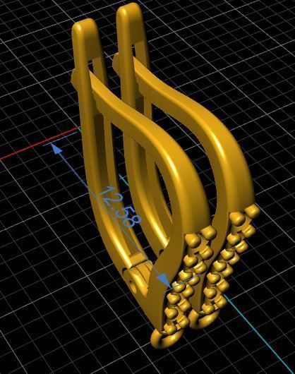 Earring gold plated with diamonds 3D print model_9