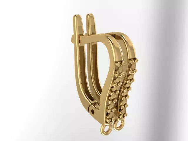 Earring gold plated with diamonds 3D print model_0