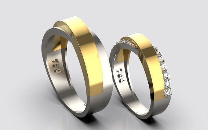 engagement ring set 3D print model