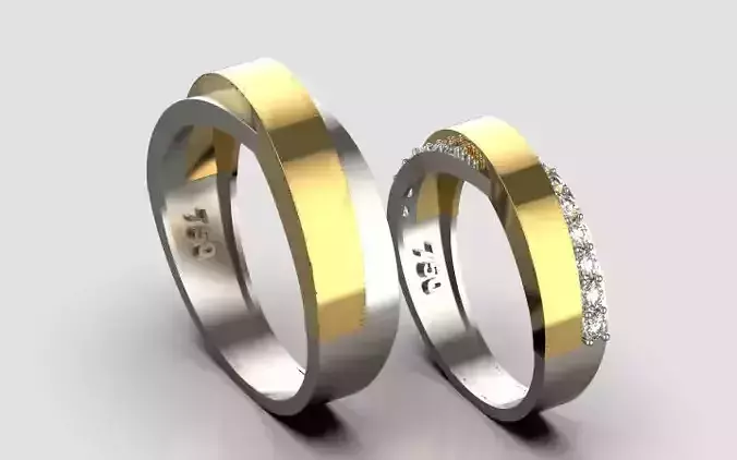 engagement ring set 3D print model