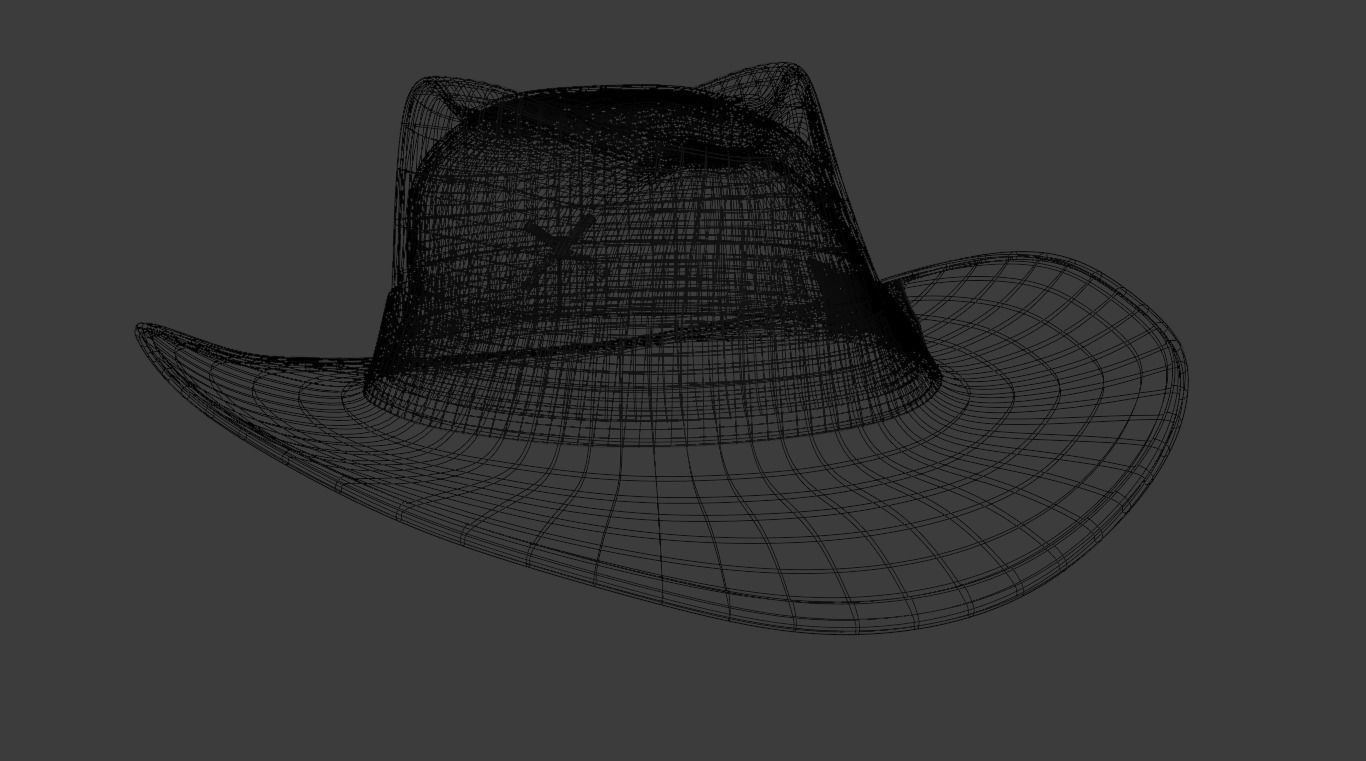 Realistic Game-Ready Fedora hat Low-poly 3D model_7