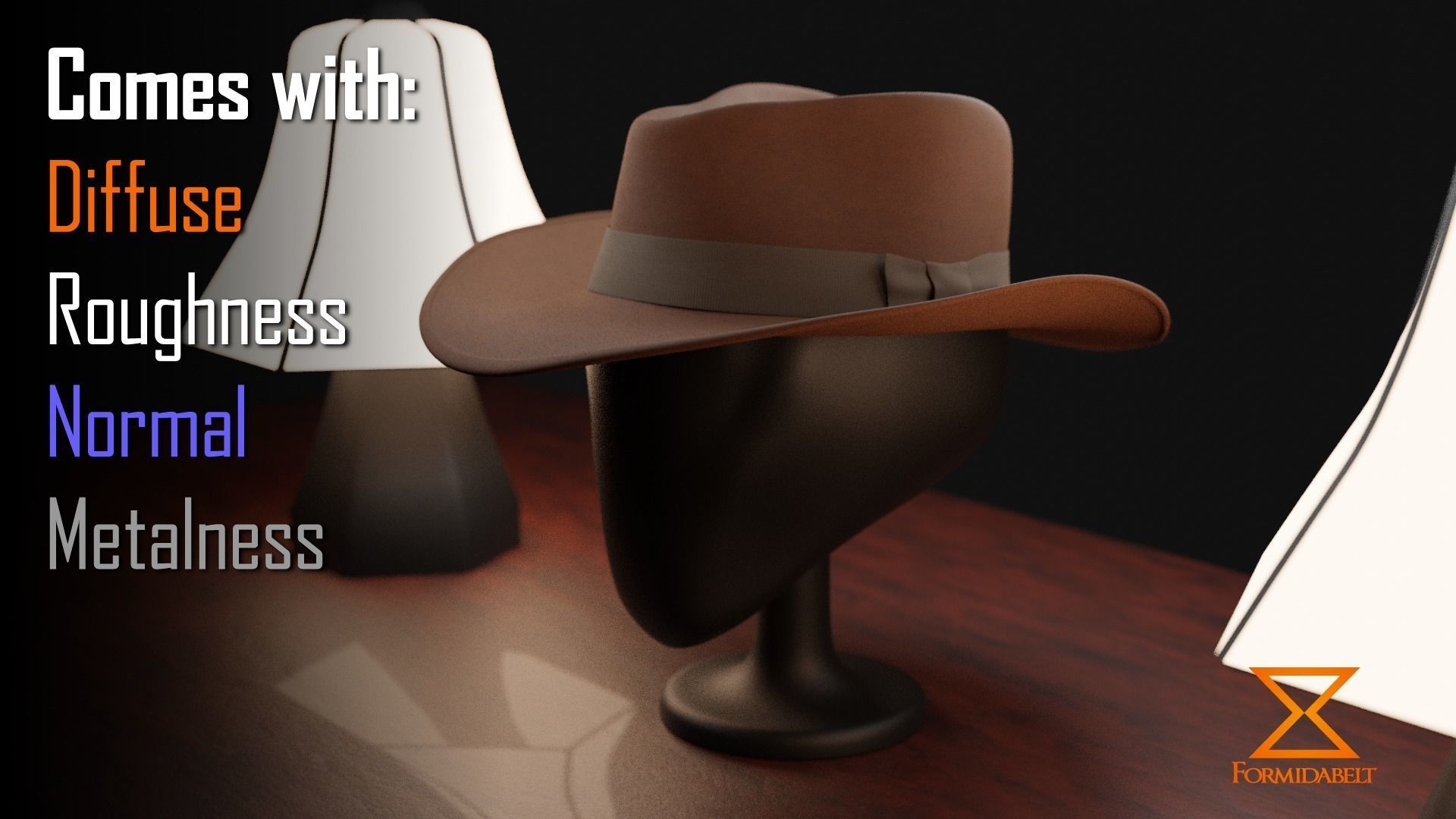 Realistic Game-Ready Fedora hat Low-poly 3D model_2
