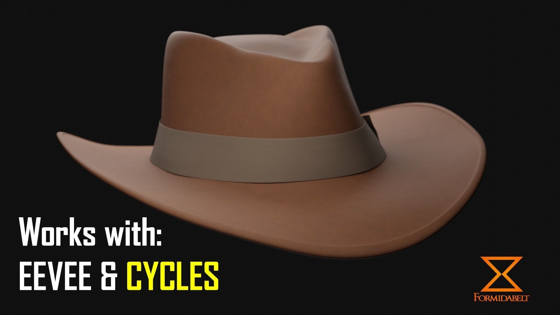 Realistic Game-Ready Fedora hat Low-poly 3D model_6