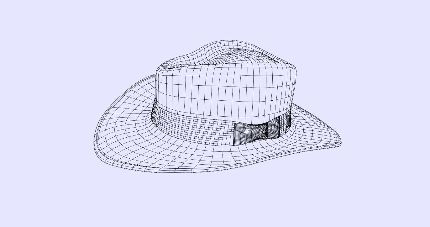 Realistic Game-Ready Fedora hat Low-poly 3D model_9