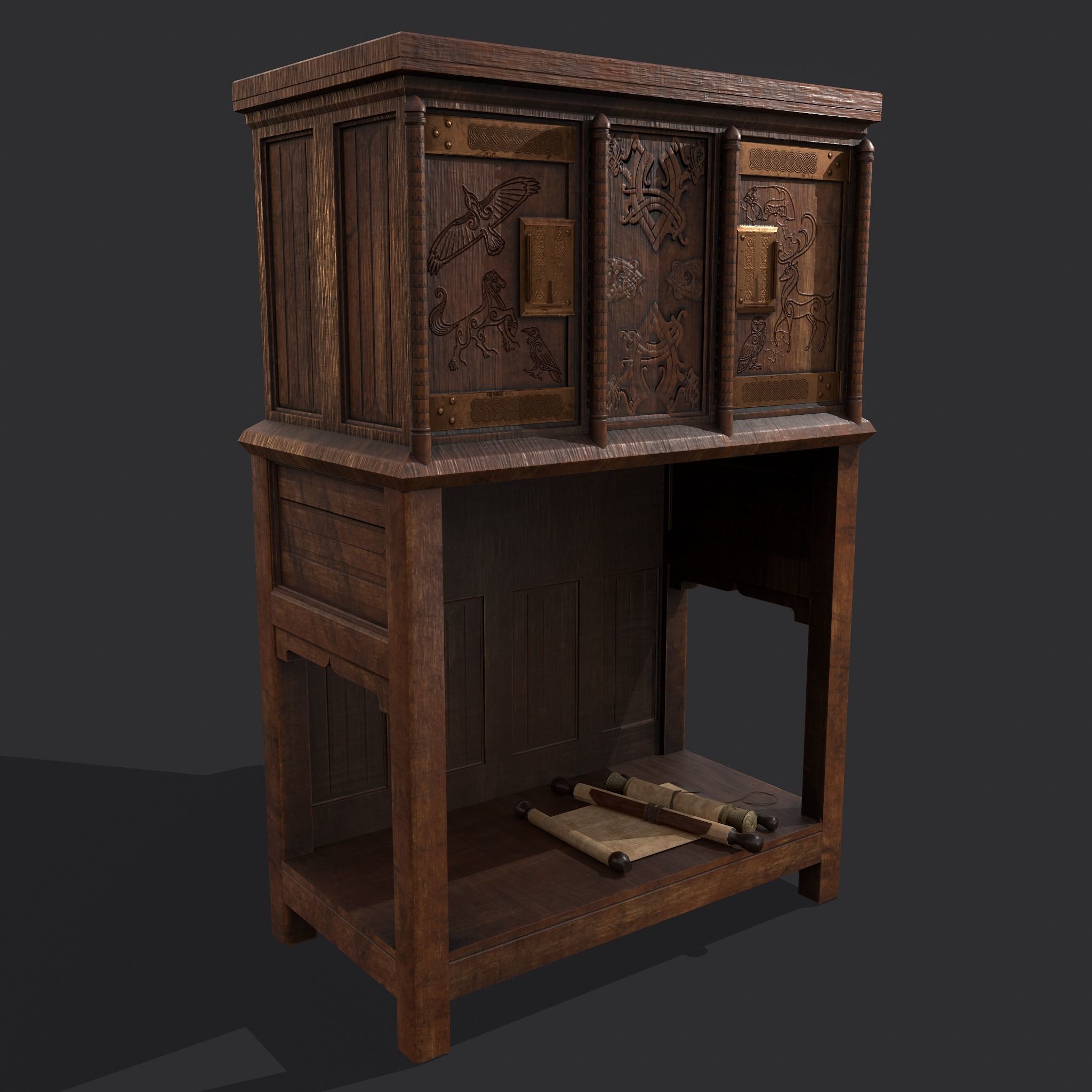Medieval Bedroom Elegant Furnishings  3D Model Collection_58