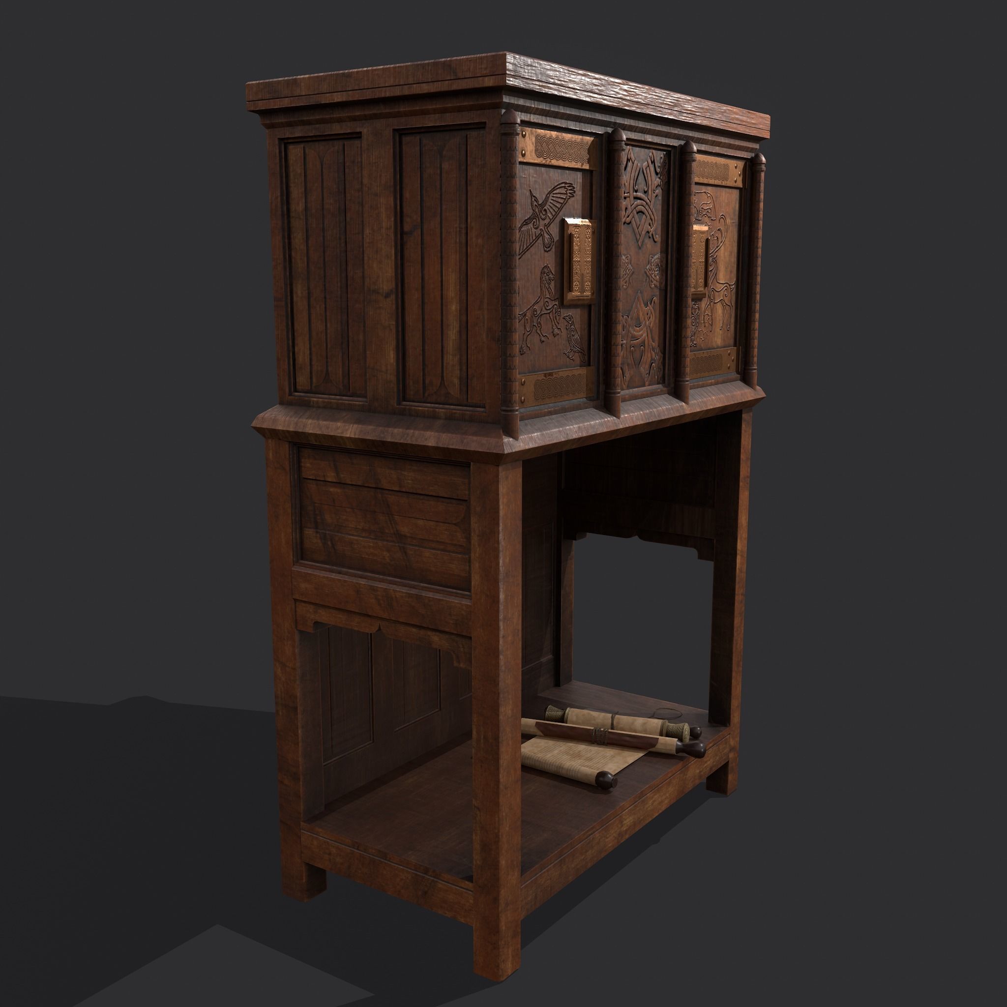 Medieval Bedroom Elegant Furnishings  3D Model Collection_59