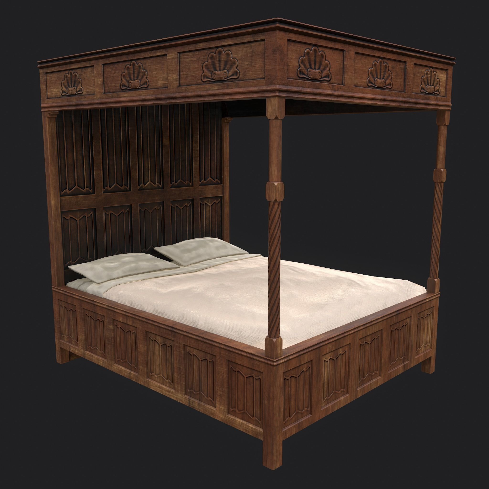 Medieval Bedroom Elegant Furnishings  3D Model Collection_16