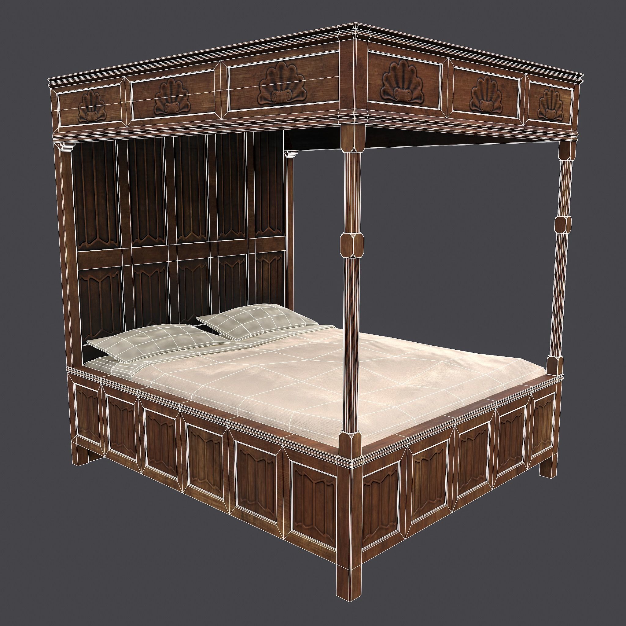 Medieval Bedroom Elegant Furnishings  3D Model Collection_17