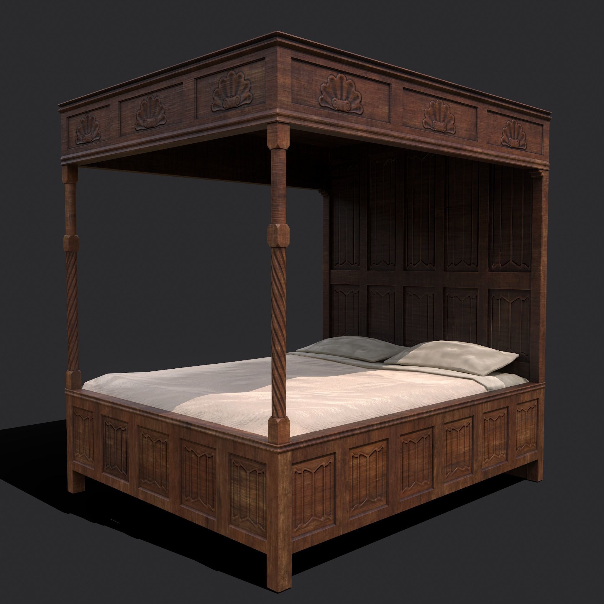 Medieval Bedroom Elegant Furnishings  3D Model Collection_48