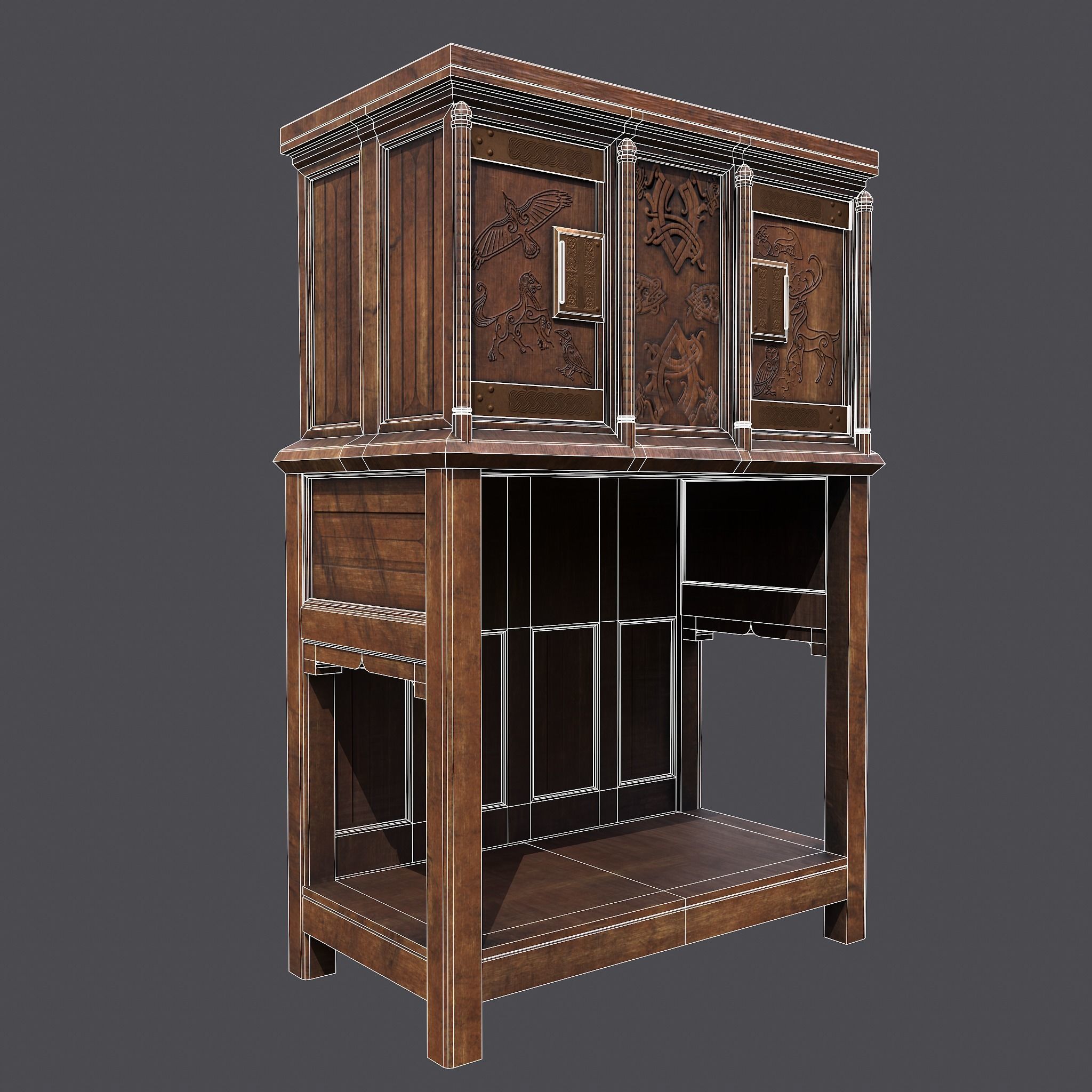 Medieval Bedroom Elegant Furnishings  3D Model Collection_27