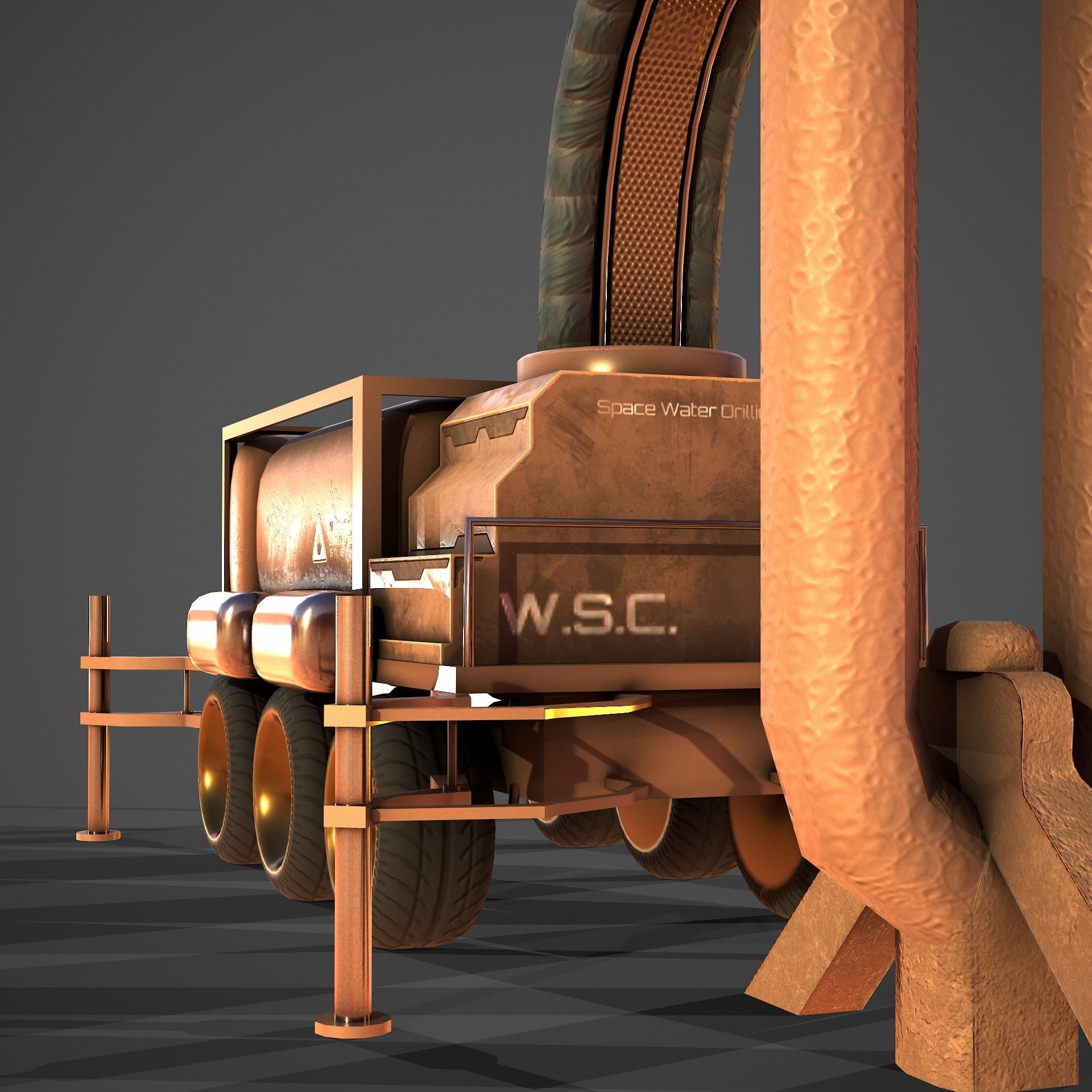 Space Mining Vehicle Low-poly 3D model_5