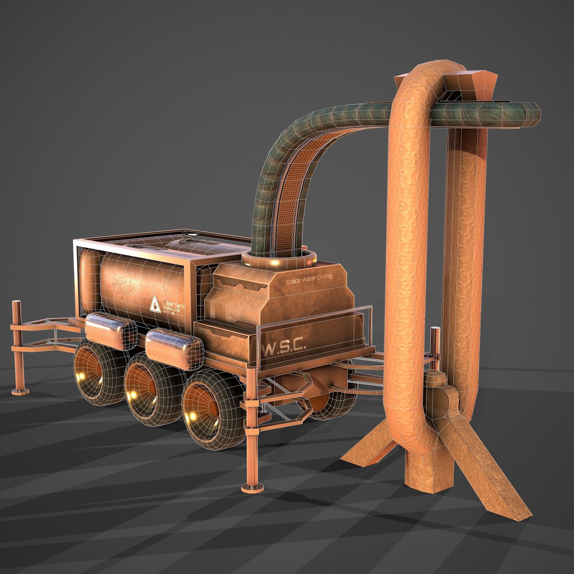 Space Mining Vehicle Low-poly 3D model_8