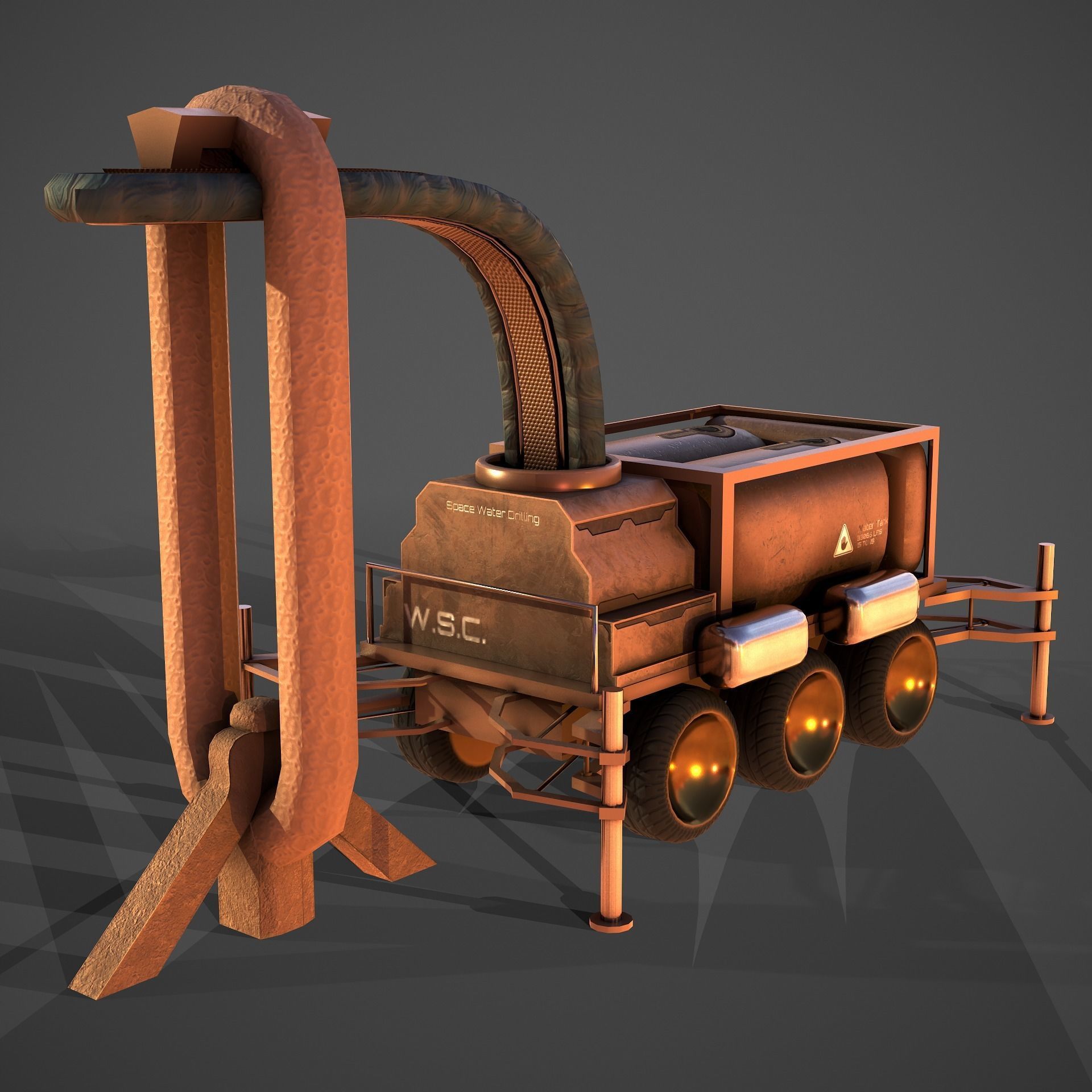 Space Mining Vehicle Low-poly 3D model_4