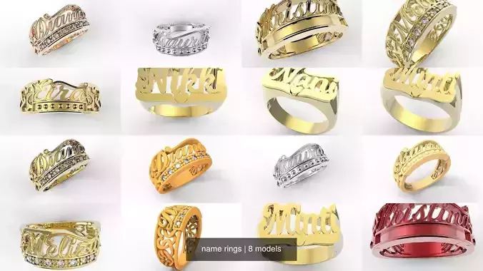 name rings 3D Model Collection