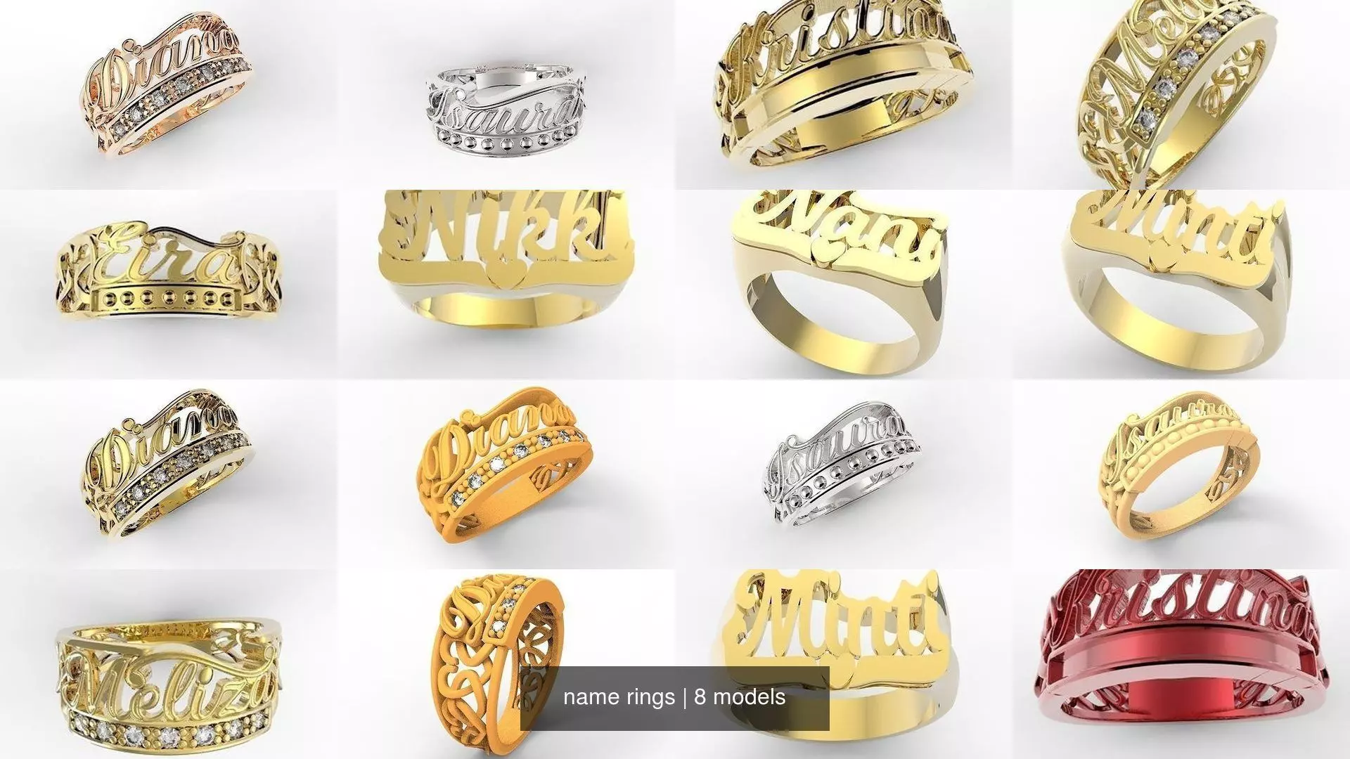 name rings 3D Model Collection_0
