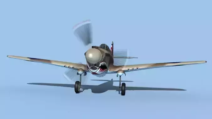 Curtiss P-40F Tomahawk V01 RAF 3D model