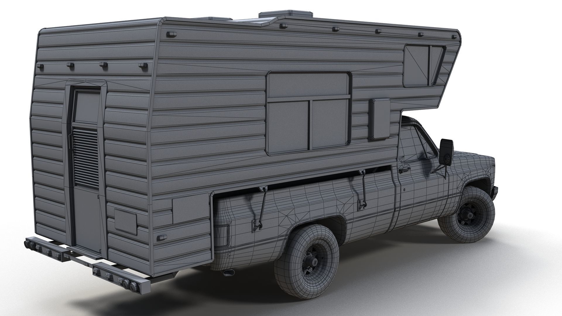 80s American  camper truck Low-poly 3D model_14