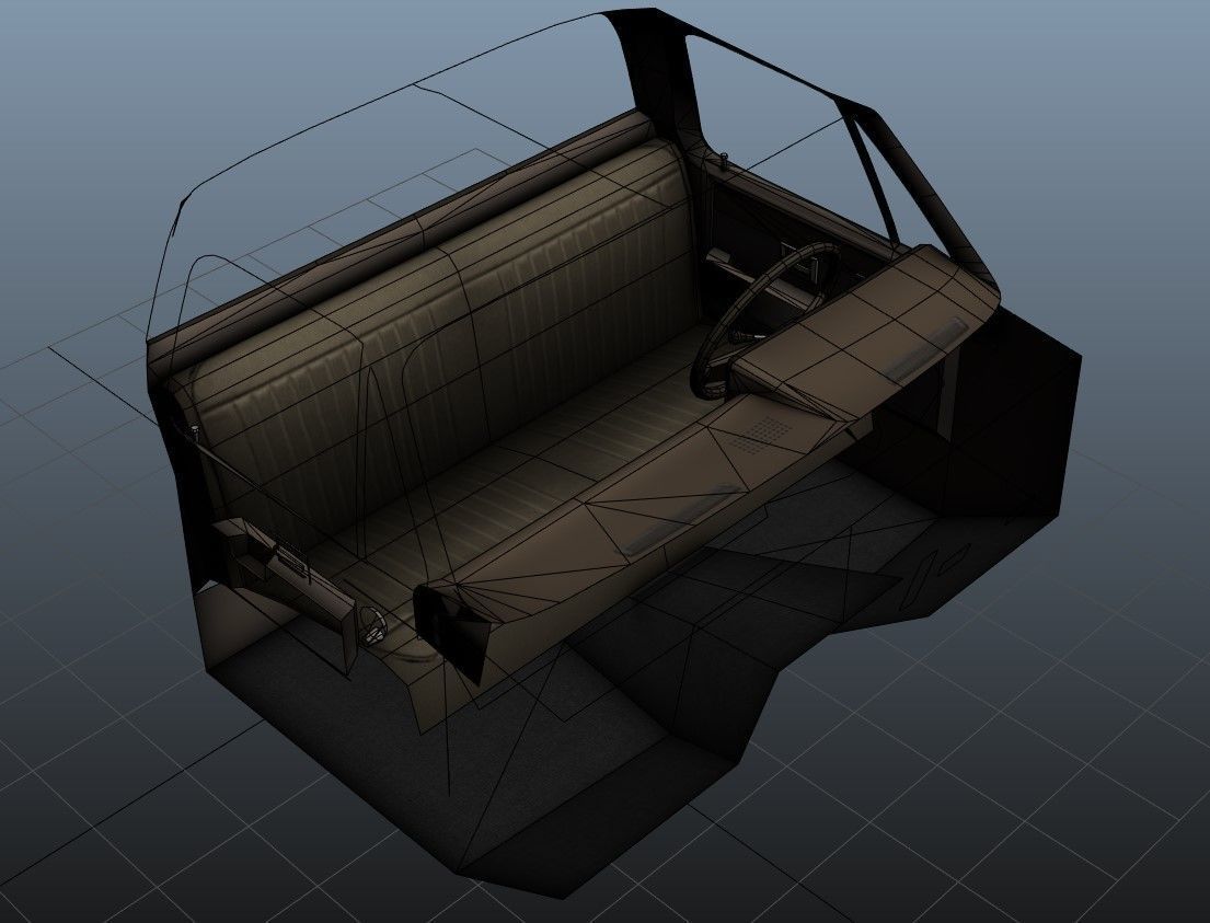 80s American  camper truck Low-poly 3D model_42