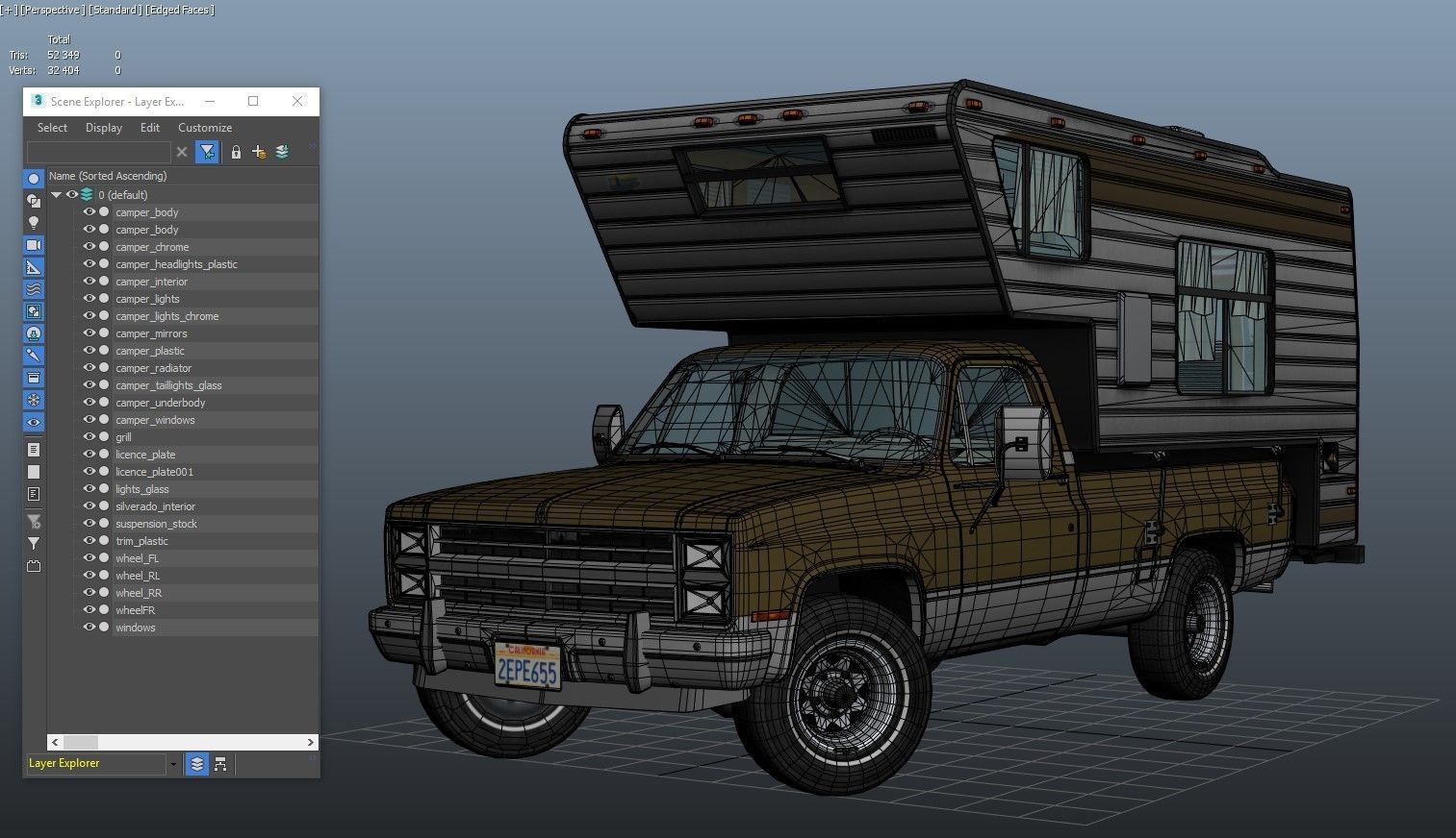 80s American  camper truck Low-poly 3D model_38