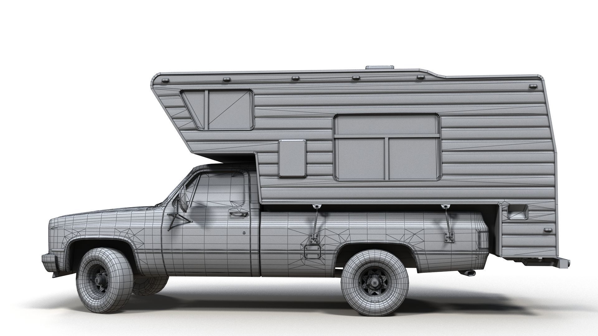 80s American  camper truck Low-poly 3D model_20