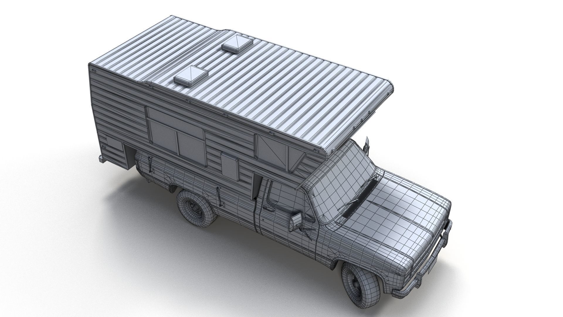 80s American  camper truck Low-poly 3D model_15