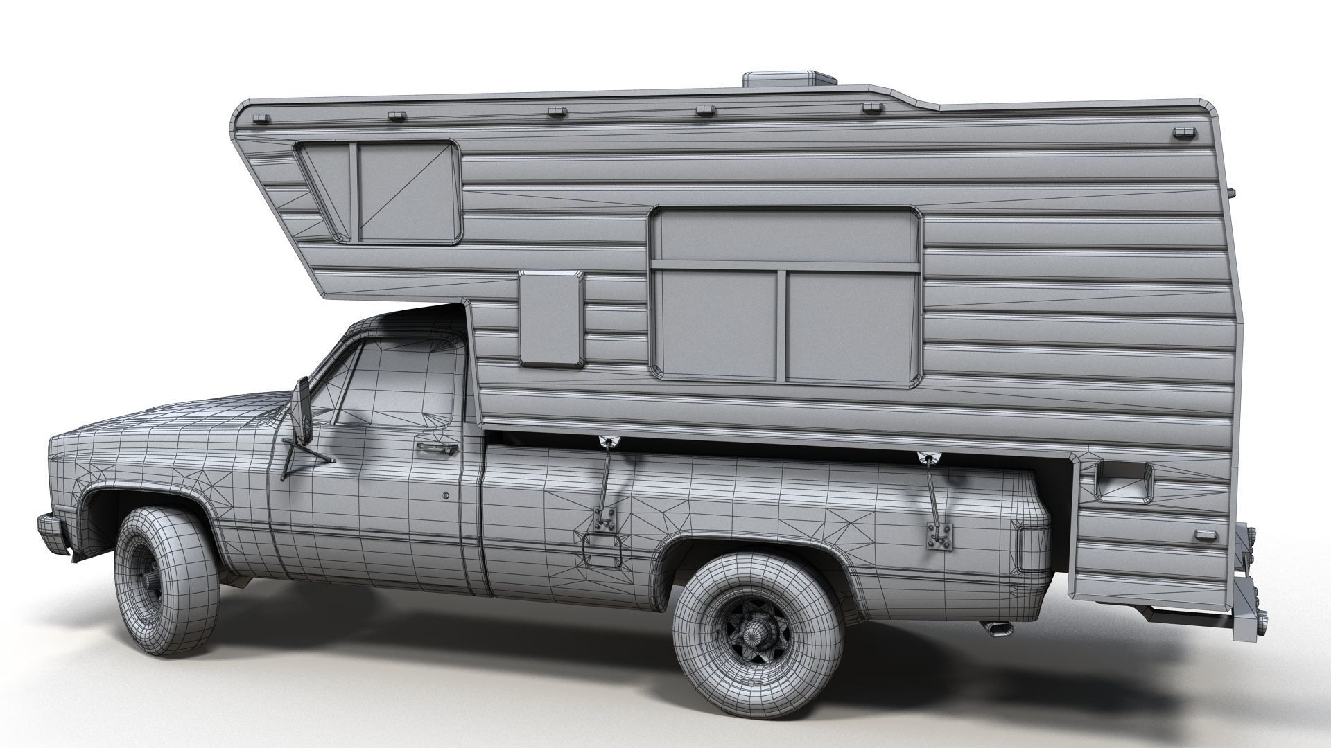 80s American  camper truck Low-poly 3D model_16