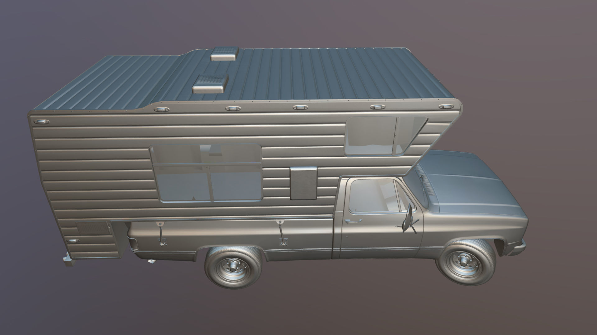 80s American  camper truck Low-poly 3D model_37